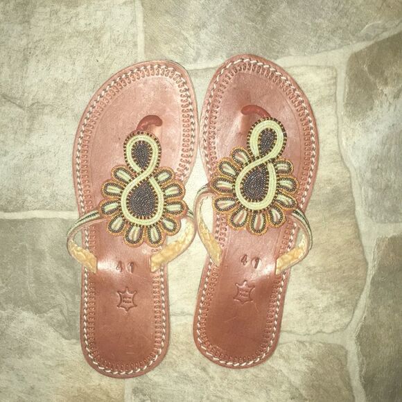 Vera Pelle Shoes - Vera Pelle 41 resort wear leather boho embossed sandals